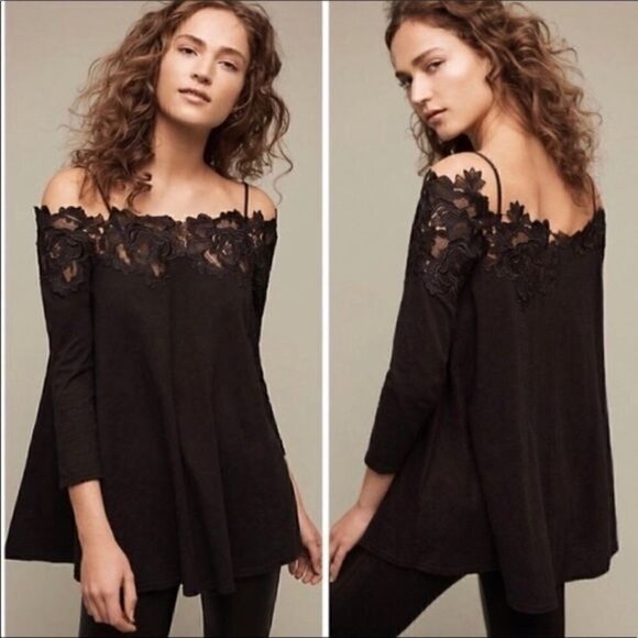 Meadow Rue Anthropologie Lace Off Shoulder Top SIZE XS - Picture 1 of 4